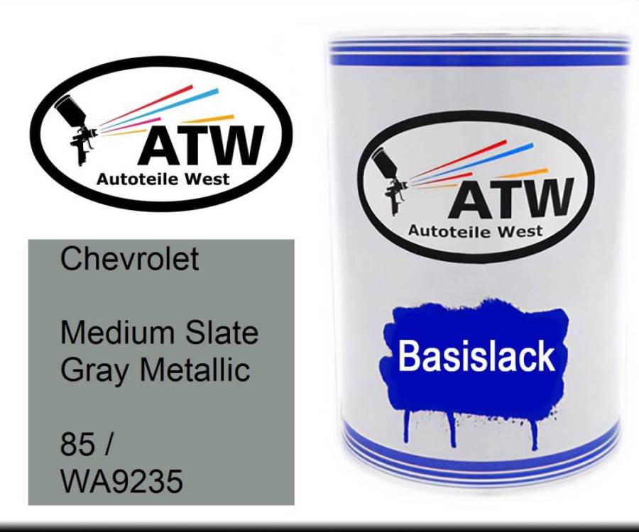 Chevrolet, Medium Slate Gray Metallic, 85 / WA9235: 500ml Lackdose, von ATW Autoteile West.